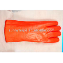 Luvas revestidas de PVC com laranja fluorescente